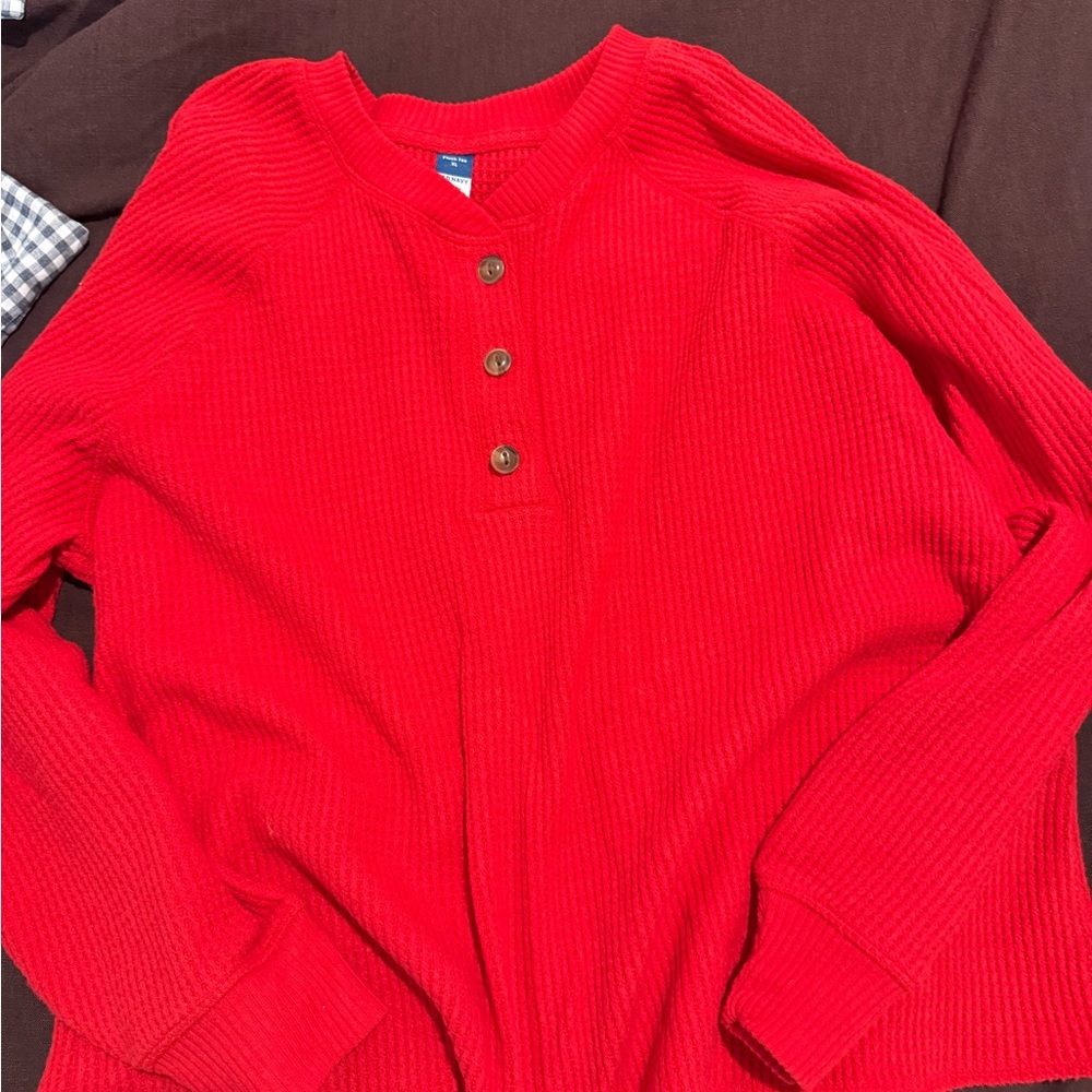 Red Soft Button-Up Shirt